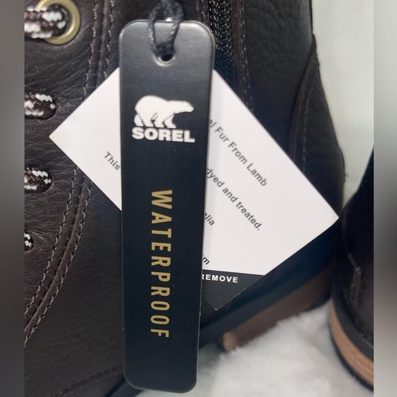 Sorel Emelie Geniune Shearling Short Lace up boots color blackned brown - Picture 11 of 13